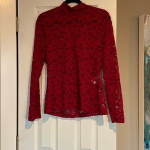 Size medium White House Black Market red lace top